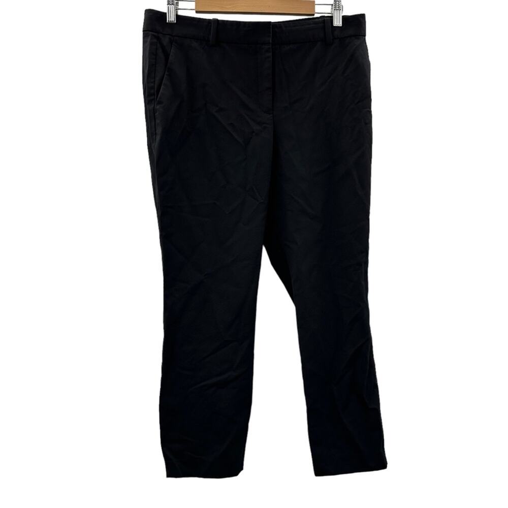 Theory Pants Women's Size 10 Black Wool Blend Cropped High Rise Straight Leg‎